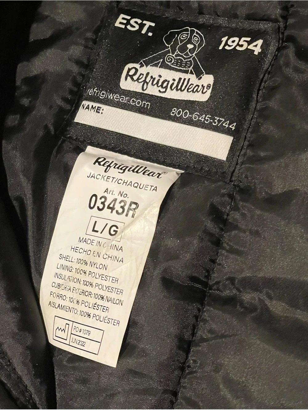 Mens Large RefrigiWear Jacket 0343R Black Iron Tuff Insulated Workwear Coat